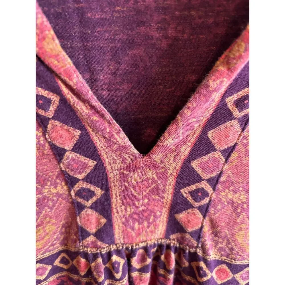 Lucky Brand Boho Long Sleeve Top Size Large Rust Red Orange V-Neck Relaxed Fit - Picture 4 of 9